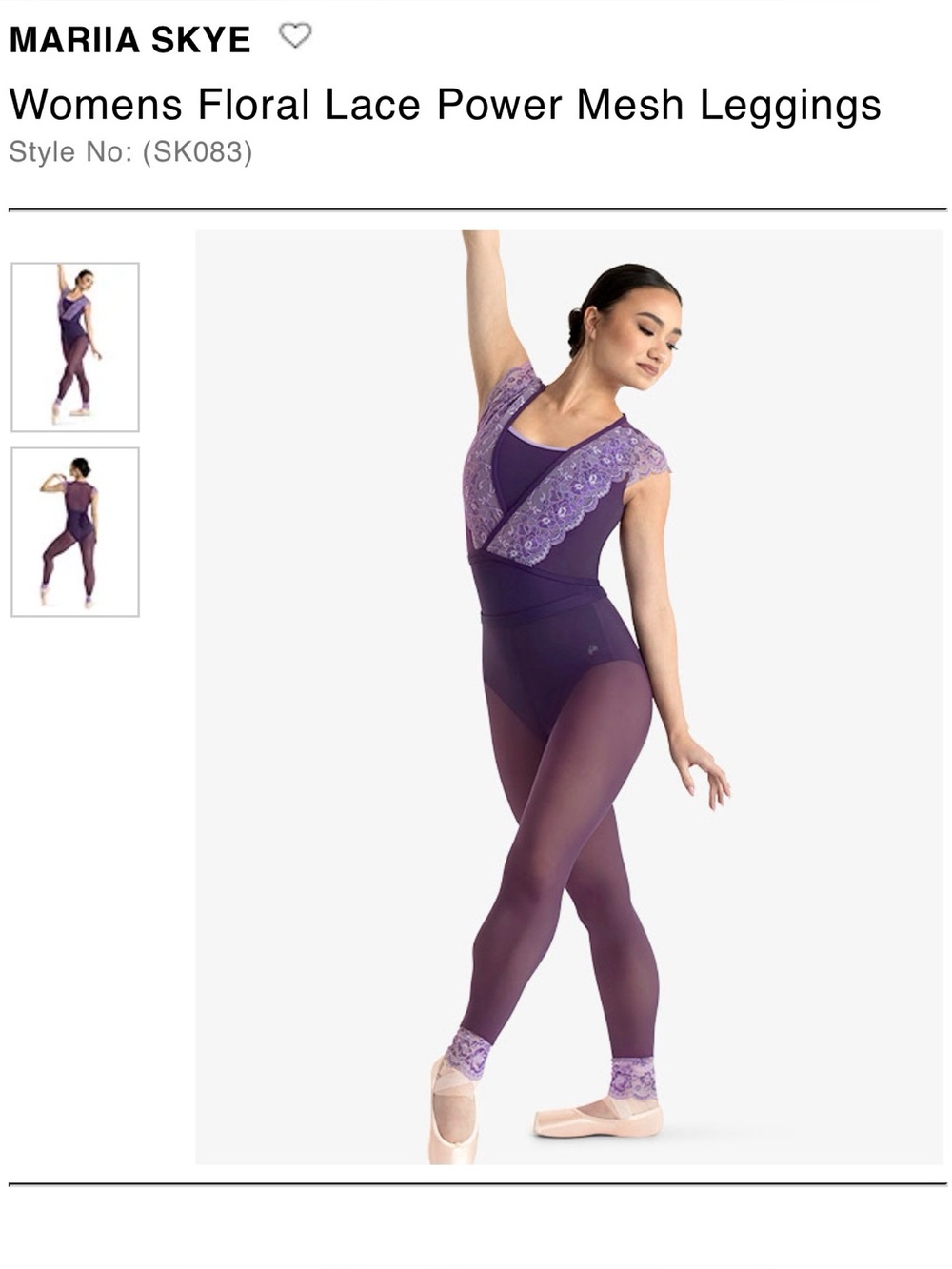 Mariia Skye Women’s Purple Floral Lace Mesh Leggings XL